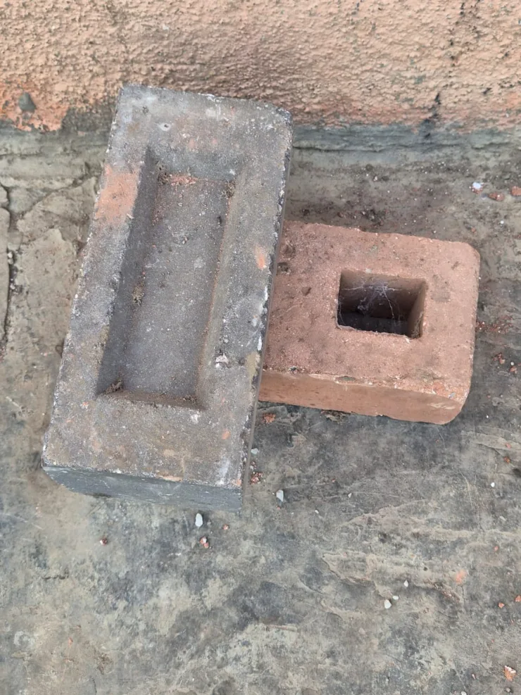 Solid frogged concrete block and hollow concrete block compared, supplied by Gurukrupa Enterprises
